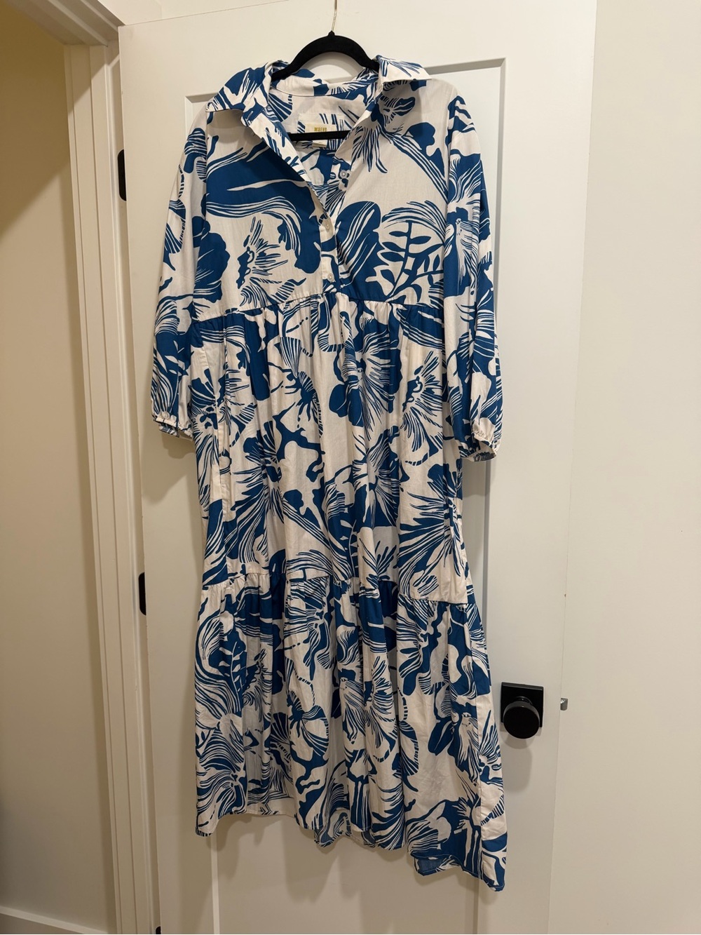 Anthropologie Maeve Blue and White Bettina shirt dress size Small